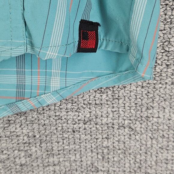 WOOLRICH MEN’S MEDIUM LIGHT BLUE PLAID BUTTON-UP LONG SLEEVE SHIRT CASUAL - Picture 7 of 10